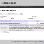 select resume books Once the resume is uploaded, students have the ability to select resume books to apply to.
